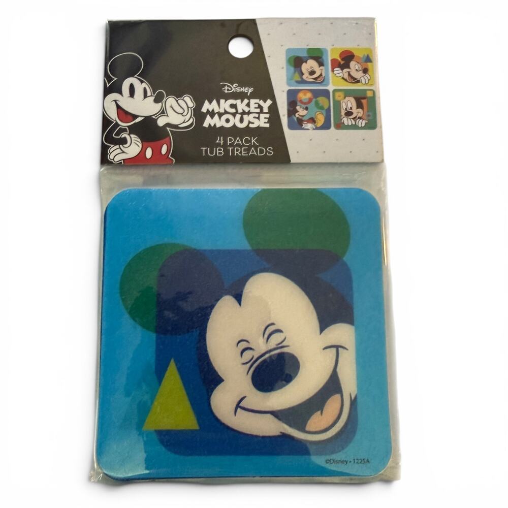Disney Mickey Mouse 4 Tub Shower Bath Tread Squares NEW